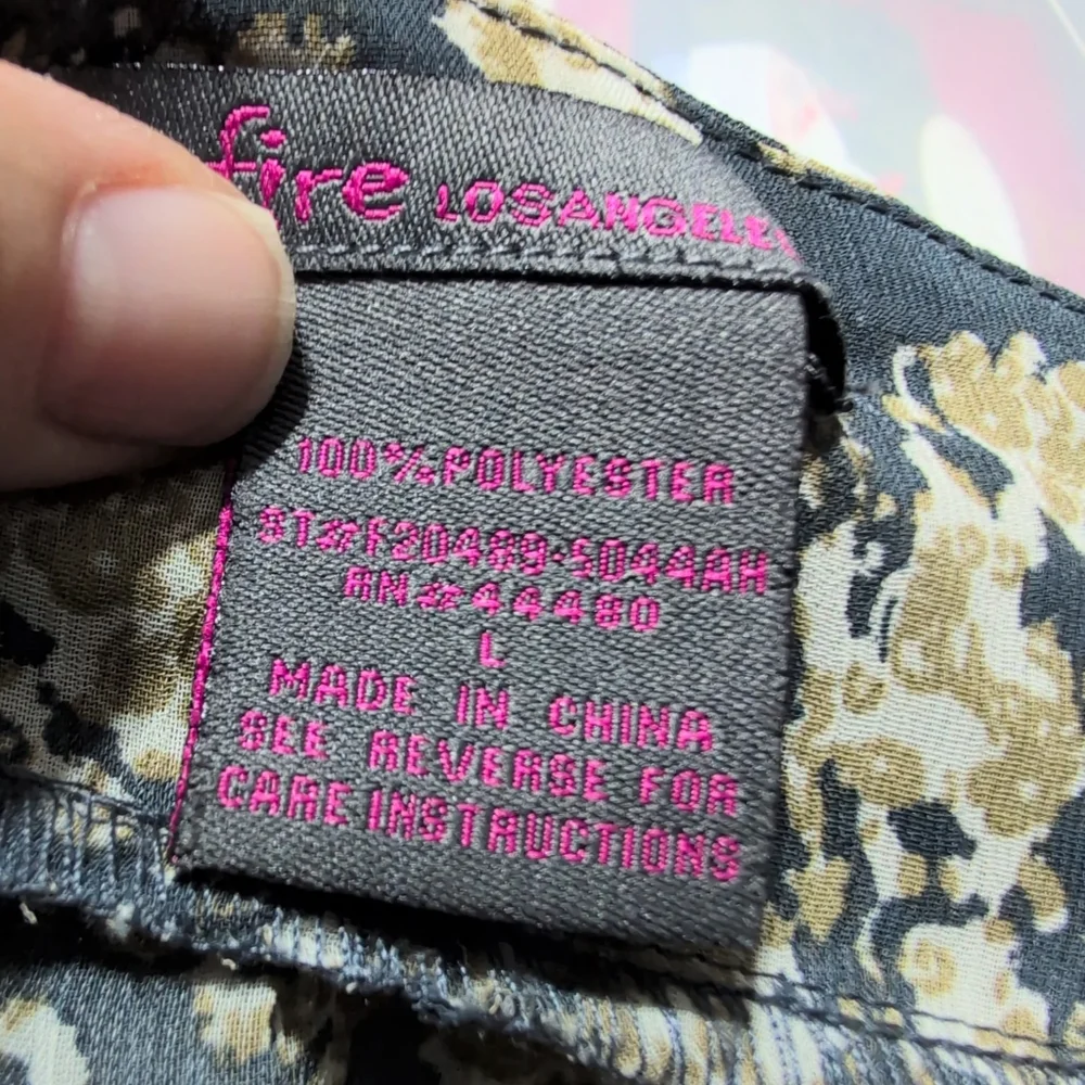 Fire Los Angeles Blouse Women's Large‎ Grey Floral Semi-Sheer Blouse